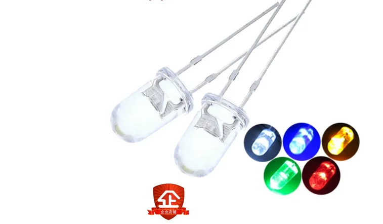 100 шт./лот прозрачные круглые 5 мм супер яркие зеленые красные белые желтые синие