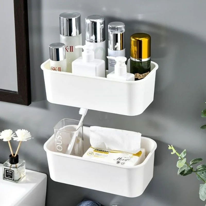 

Полка Настенная для ванной, белая, без отверстий, органайзер для корзины и раковины, косметические органайзеры, Простая Стойка в японском ст...