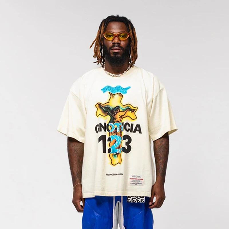 

Уличная одежда для мужчин RRR123, Винтажная футболка с перекрестным рисунком, женские свободные футболки большого размера, топы, одежда Джерри...