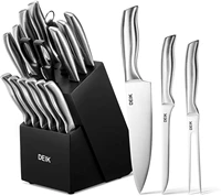 deik knife set stainless steel 16 pcs kitchen knife set w wood block boning knife