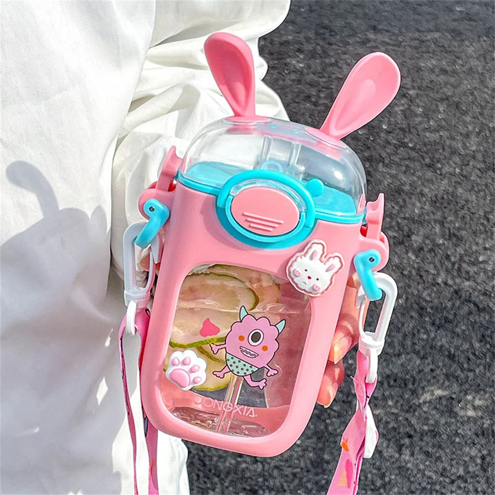 

Kitchen Ware Cute Children Water Bottle Portable Soft Childrens Water Cup Creative Square Elastic Straw Water Cup Kitchenware