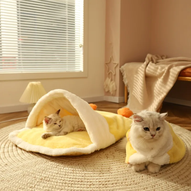 

Cartoon Cute Duck Pet Beds Cat Nest Winter Warm Comfortable Sofa Four Seasons Universal Pet Mats Kitten Sleeping Bag Soft Tent