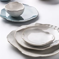 nordic ceramic tableware assiettes de table household dinner plates creative irregular kitchen dishes bowls high end cutlery set