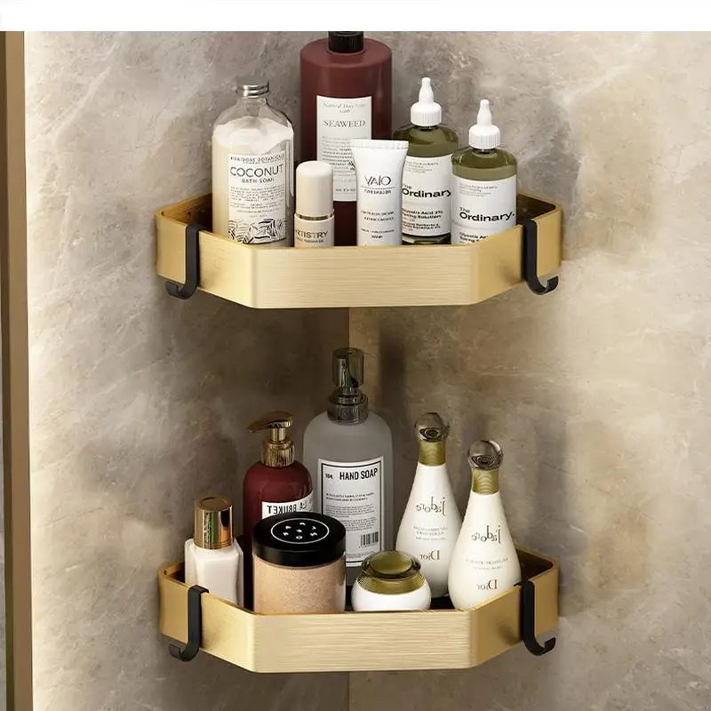 

Triangle Shelf Metal Storage Rack Bathroom Organizer Wall-mounted Shelf Hanging Rack Bathroom Shelves Decoration Accessories
