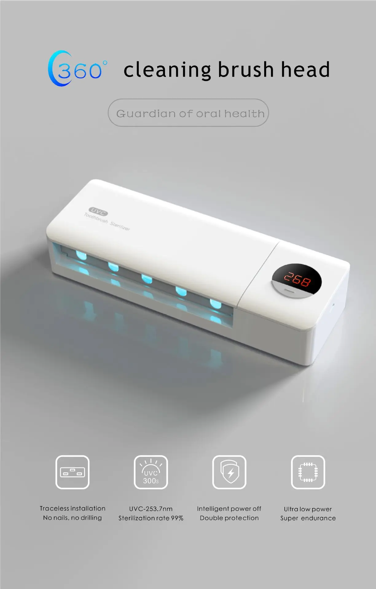 Дезинфицирующее средство для электрической зубной щетки KENRONE с Usb, автоматический стерилизатор, настенная подставка для дезинфекции (art.: 3920c2abe2b65) - 3920c2abe2b65