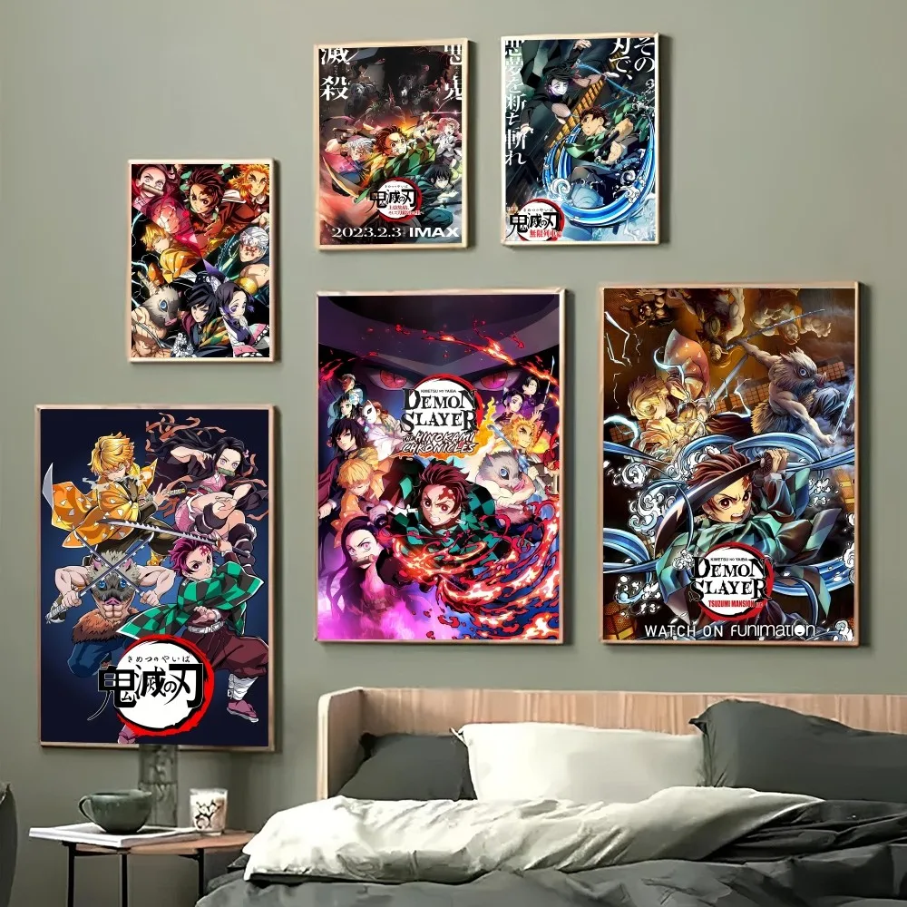 Аниме Demon Slayer Kimetsu no Yaiba плакат наклейка самоклеящаяся художественная фотография