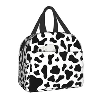 cow print lunch bag for work school picnic waterproof insulated thermal cooler warm food cartoon milk cow lunch box women kids