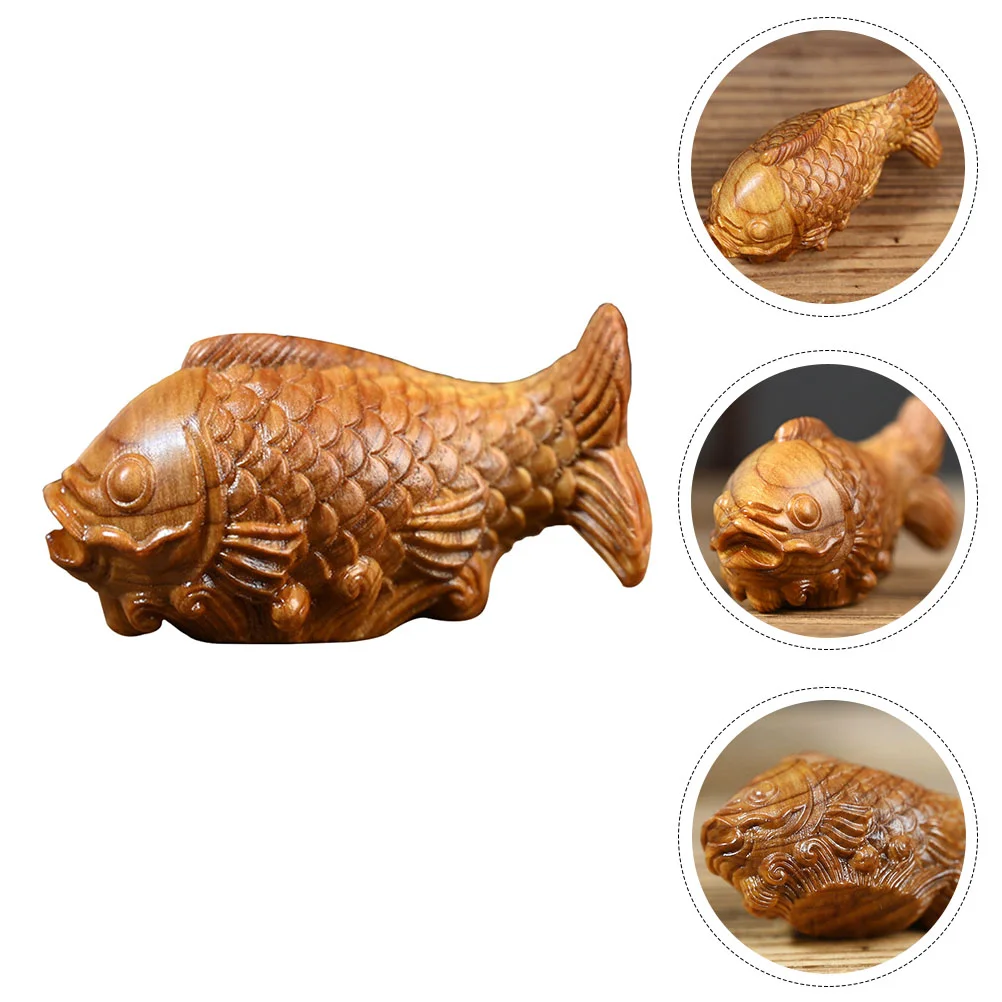 

Wooden Craft Fish Modeling Adorn Creative Wooden Carved Fish Figurine Ornament