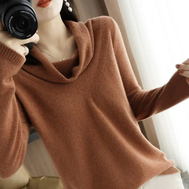 

2023 корейский модный однотонный свободный свитер для осени и зимы Новинка