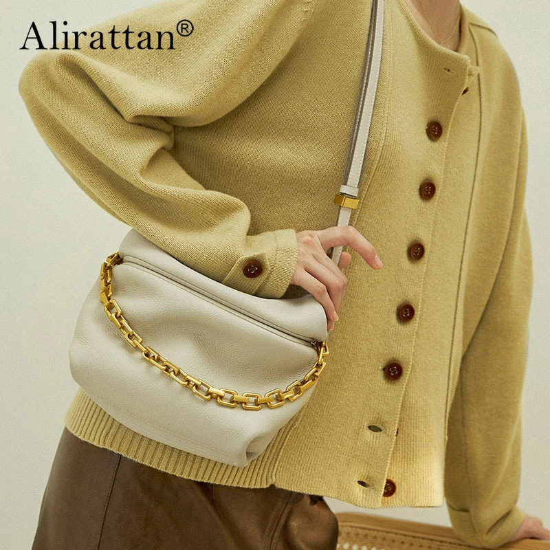 

Alirattan 2023 New Bags for Women Leather Fold Cloud Fashion Chain Dumpling Bag Shoulder Messenger Bag Bolsa Feminina