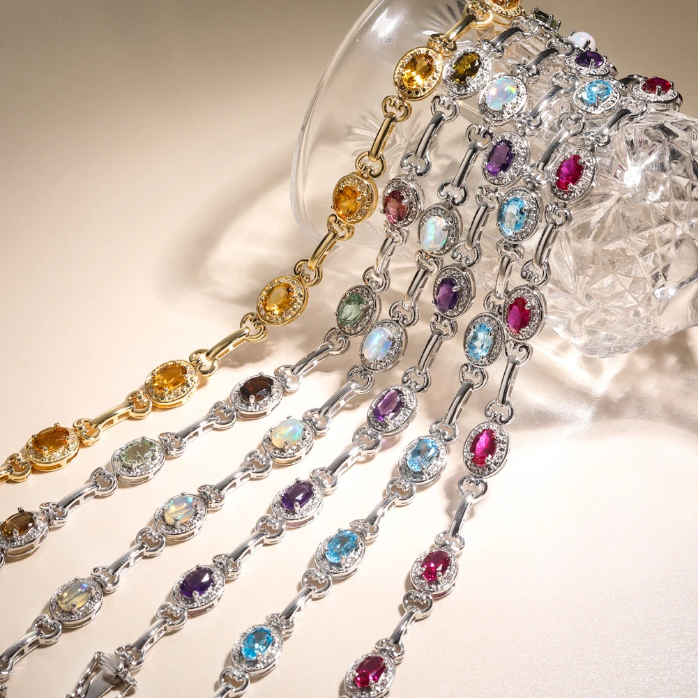 Женский браслет из серебра 925 пробы с драгоценными камнями |