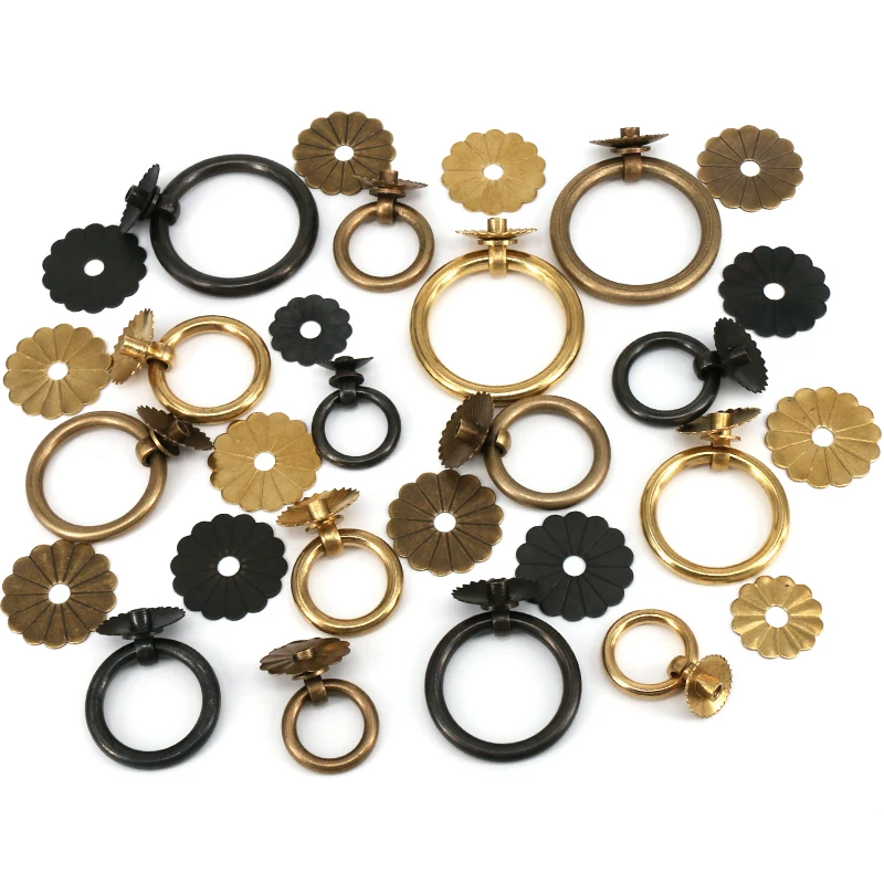 Антикварное кольцо для шкафа латунные ручки фурнитура ящика комода с монтажными