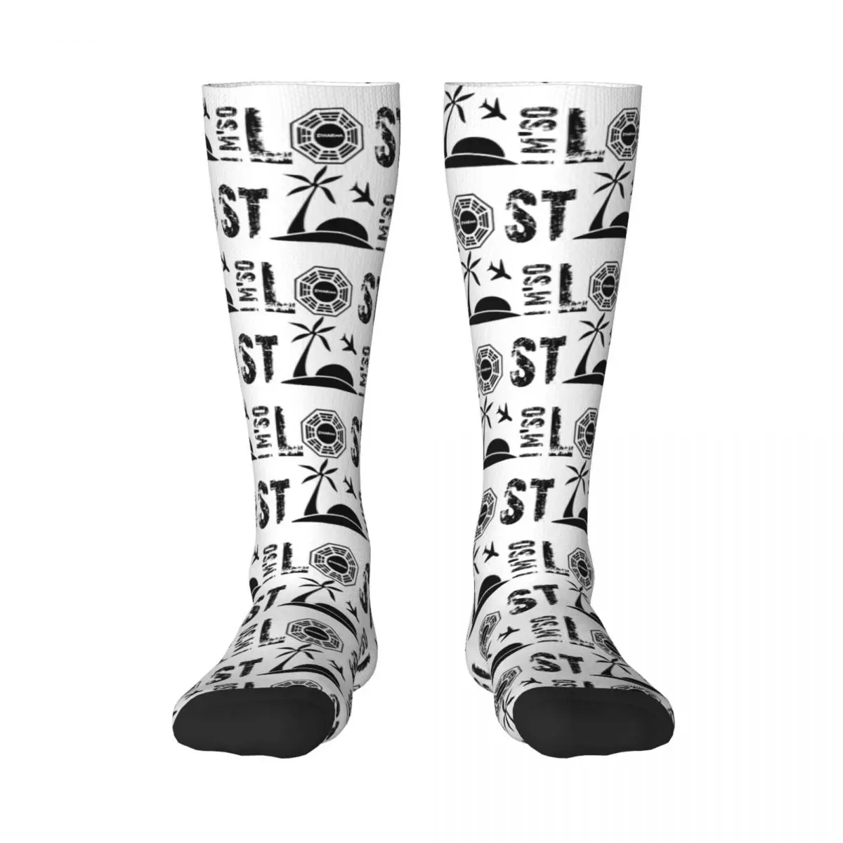 

Novelty LOST Quotes Drama Tv Show Sci-Fi Numbers 6 Adult Stockings High elasticity Retro Compression Socks Funny Joke