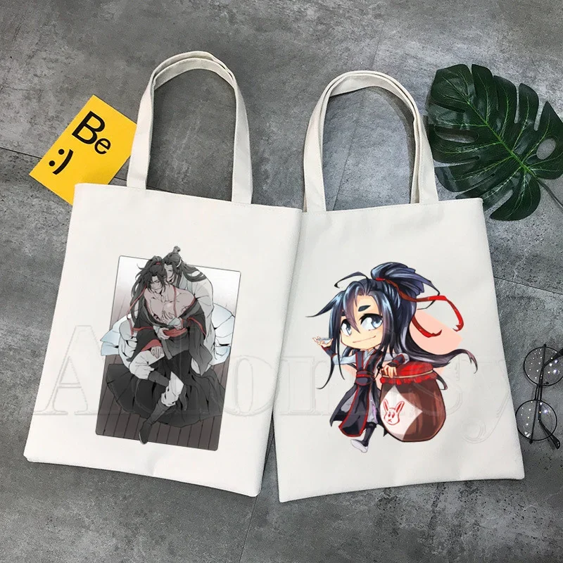 Mo Dao Zu Shi Женская парусиновая сумка для покупок с буквенным принтом тканевая на