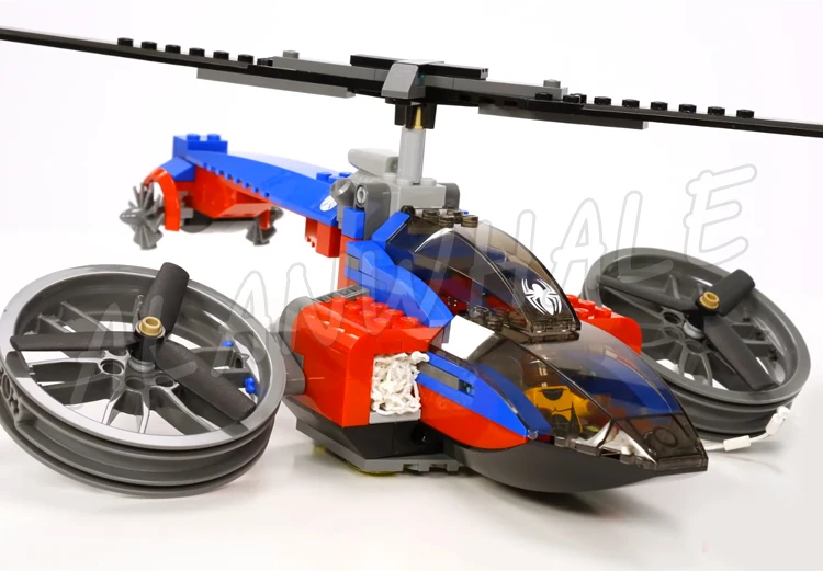 298pcs Super Fighter Revengers Spider Helicopter Rescue Green Goblin Glider 10240 Building Block Toy Compatible With Model