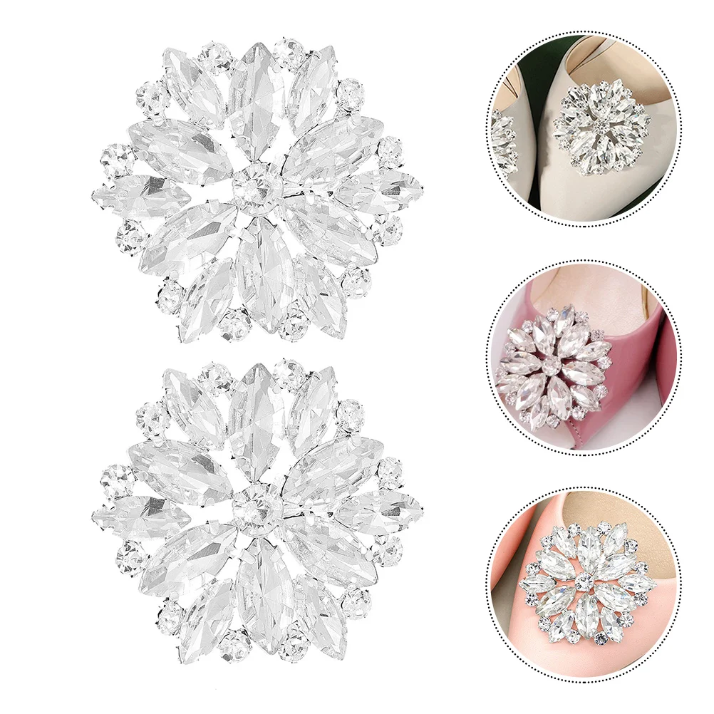 

2 Pcs Crystals Decor Decorative Shoe Clips Rhinestone Shoe Buckles Bridal Shoe Buckles Shoe Bling Clips