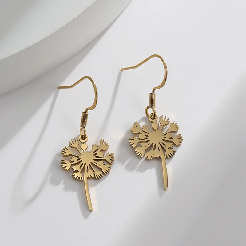 Висячие серьги с цветком одуванчика для девочек идеи рождественских подарков