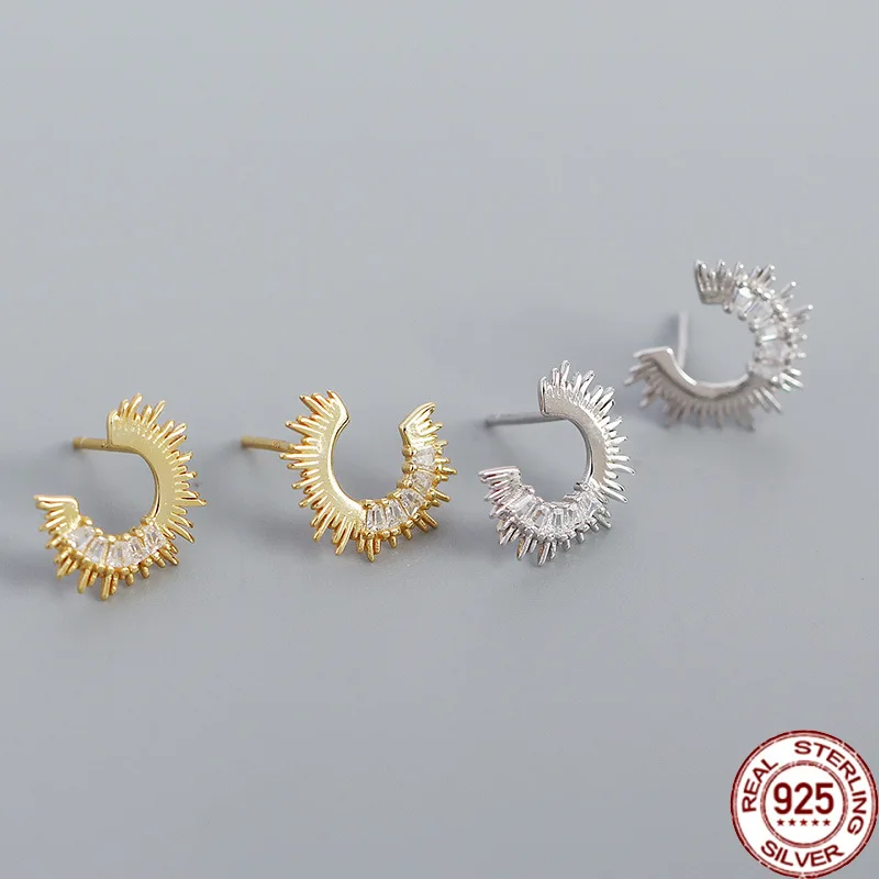 

Лидер продаж, модные милые аксессуары в Корейском стиле, E0433 S925 Серебряные серьги в металлическом стиле с инкрустированным микро цирконием, ...