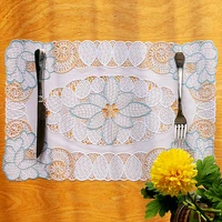 modern pvc hot stamping flower placemat kitchen heat insulation waterproof and oil proof table mat hotel restaurant decoration