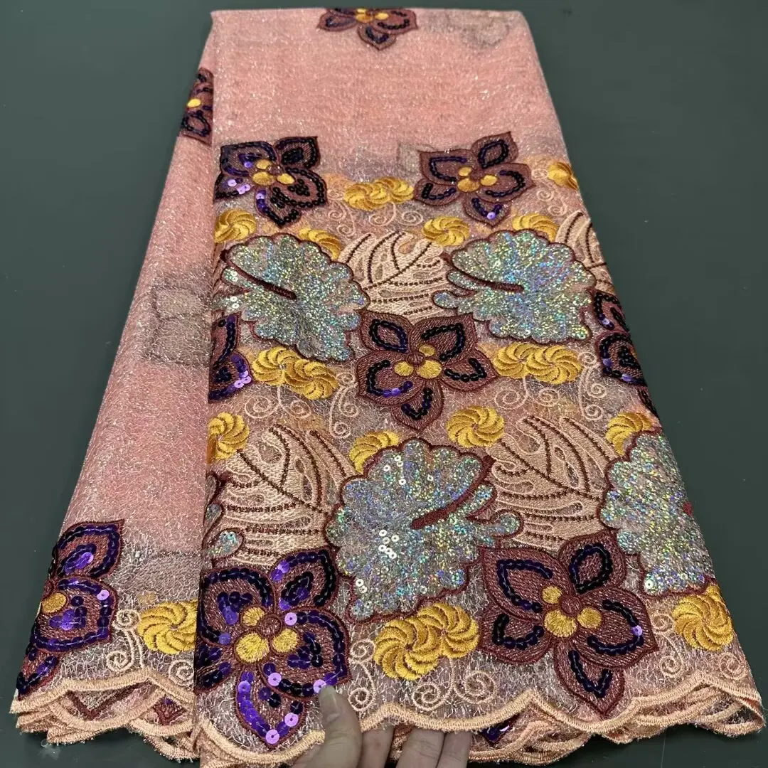 Новая бархатная кружевная 3D красочная зеленая ткань с блестками 2025 Высокое