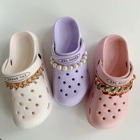 1pcs shiny shoe shoe croc charms necklace resin pearl chain accessories shoe decoration for women girls shoe buckle gif