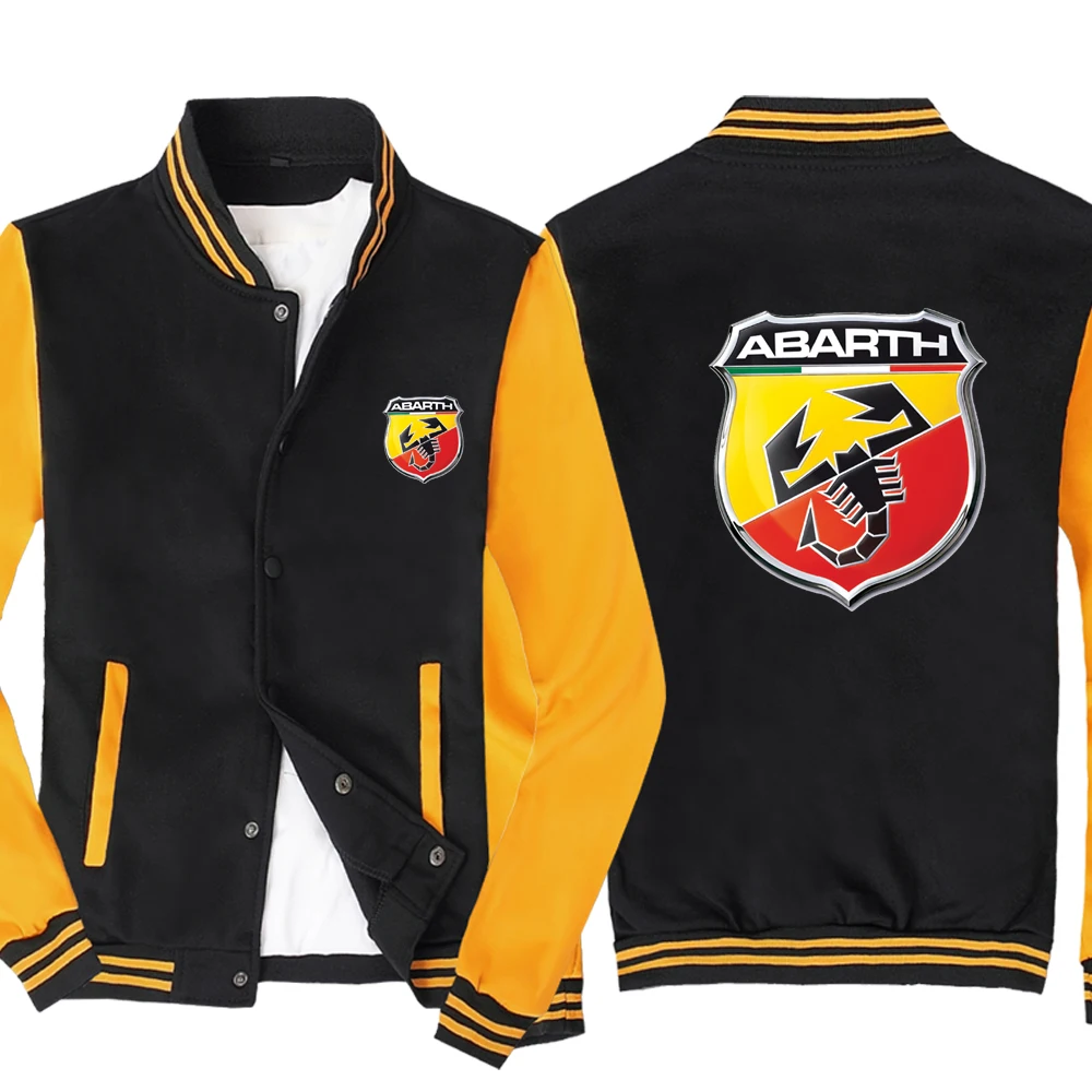 

New Spring Autumn Men's Baseball Jacket Abarth Logo No Cap Fashion Cardigan Long Sleeves Sportsweater Hoodies