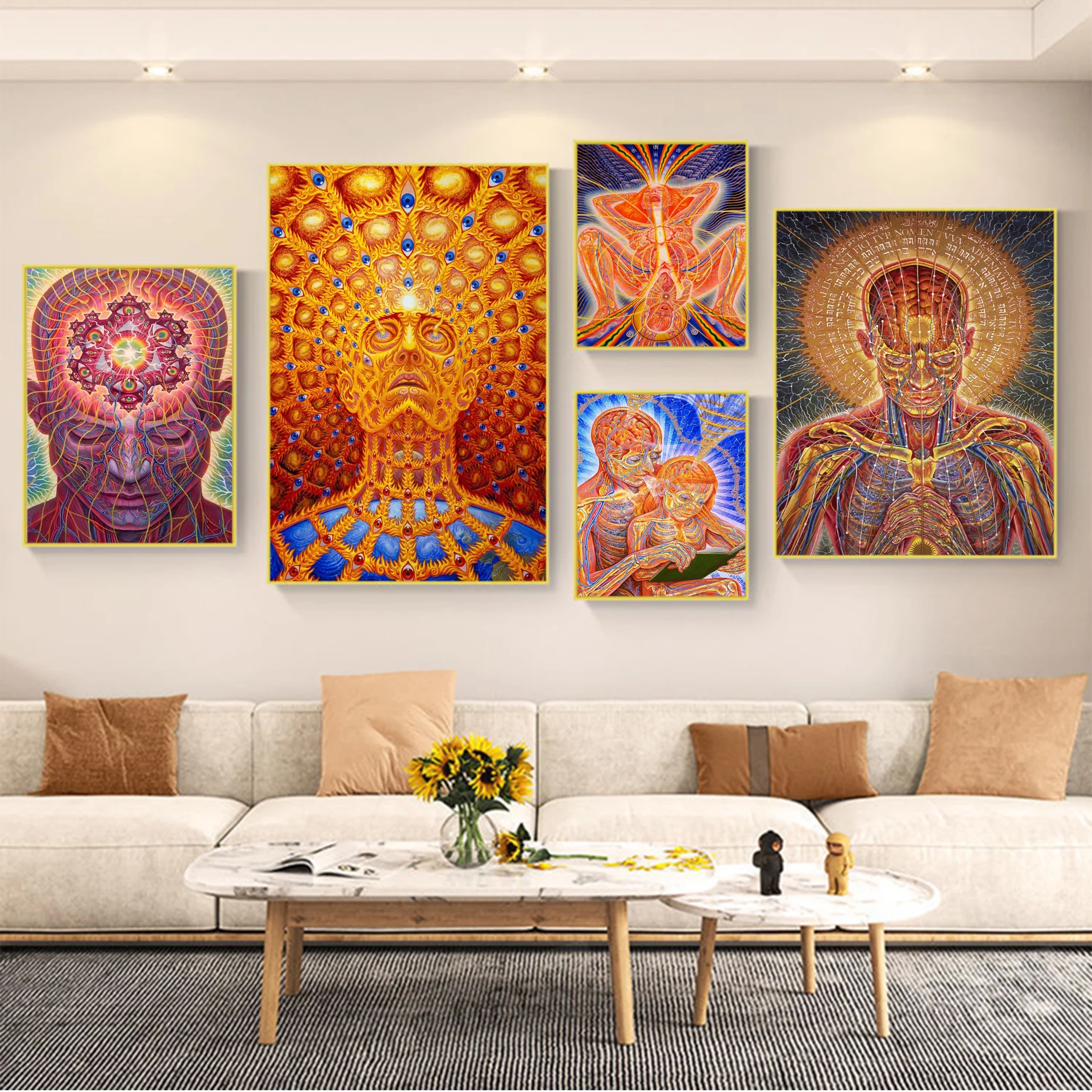 

Psychedelic Trippy Vintage Posters Sticky Fancy Wall Sticker For Living Room Bar Decoration Posters Wall Stickers
