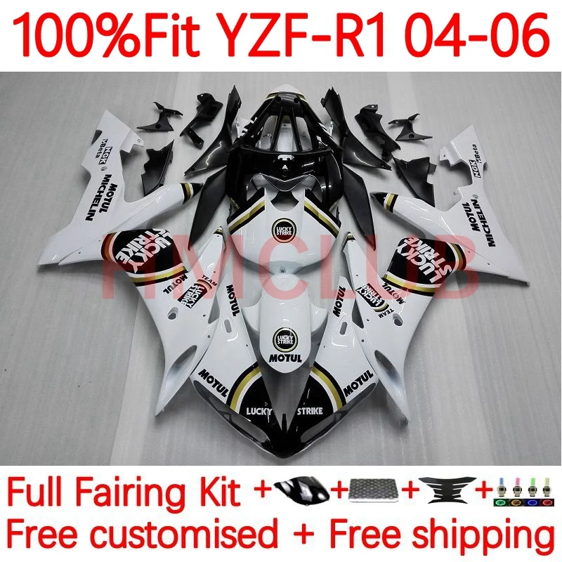 

Injection Body For YAMAHA YZF-R1 YZF R1 R 1 1000CC YZF1000 YZFR1 2004 2005 2006 YZF-1000 04 05 06 Lucky Strike Fairings 3No.4