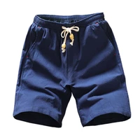 men shorts solid color drawstring summer lace up knee length pants streetwear