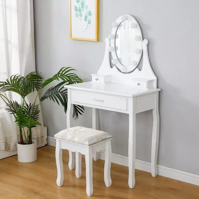 

Nordic Dresser For Bedroom 75cm Dressing Table Small Apartment Modern Minimalist Single Mini Dressing Table Light Mirror HOT HY