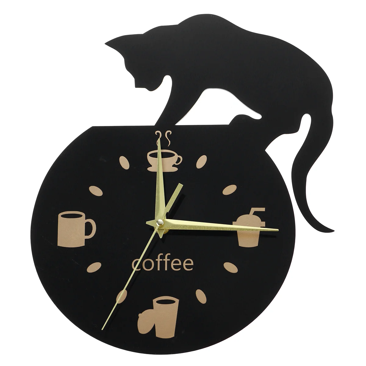 

Clock Wall Cat Clocks Coffee Climbing Cartoon Decoration Decor Hanging Kitchen Decorative Modern Mute Cup Living Room Ticking