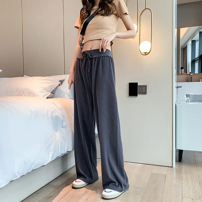 

Long pants women's straight pantalon pour femme pants loose thin high waist women broad-legged pants sweatpants stacked leggings