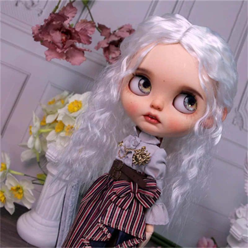 

Новое поступление, парики для кукол BJD для Blythe, белые мохеровые кудрявые волосы, парики для кукол, аксессуары для девочек, «сделай сам», подарок (искусственная кожа)