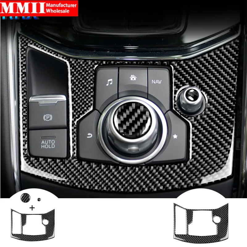 

Carbon Fiber Parts Knob Volume Button Trim FIT For Mazda 3 mazda 6 CX-9CX-5Electronic Hand Brake Panel Car Accessories