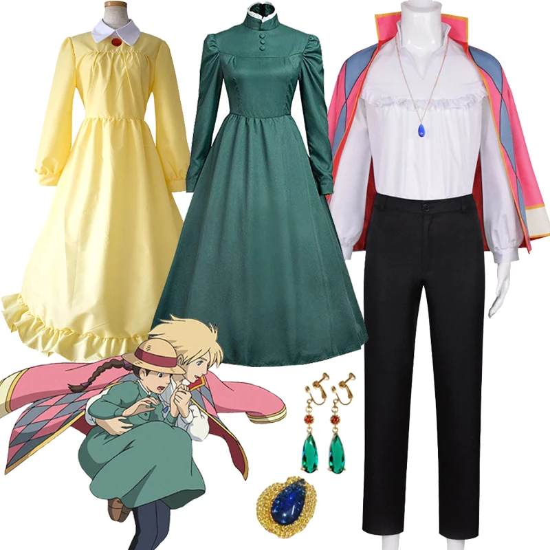 

Anime Movie Howl‘s Moving Castle Howl Cosplay Costume Sophie Hatter Dress Cloak Outfits New Halloween Carnival Clothing Full Set