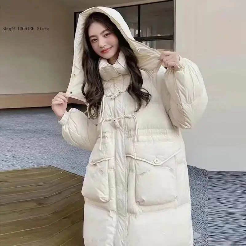 Весенне-осенне-зимний элитный длинный белый утиный пуховик в японском и