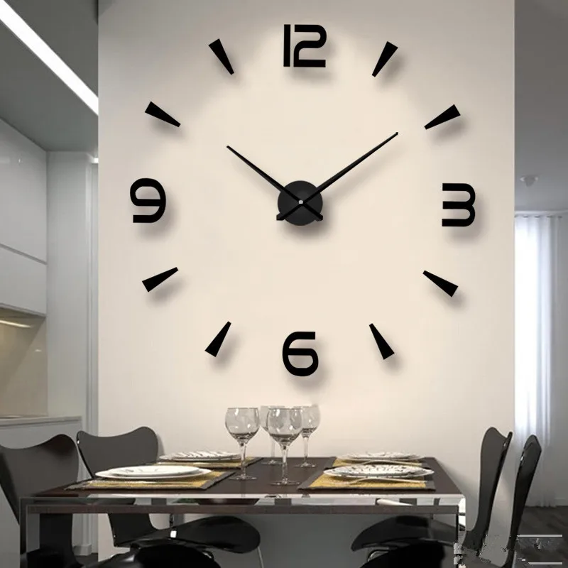 

Modern 3D Wall Clock 40-70Cm Diy Frameless Quartz Clocks Fashion Watches Acrylic Mirror Stickers Living Room Home Decor Horloge