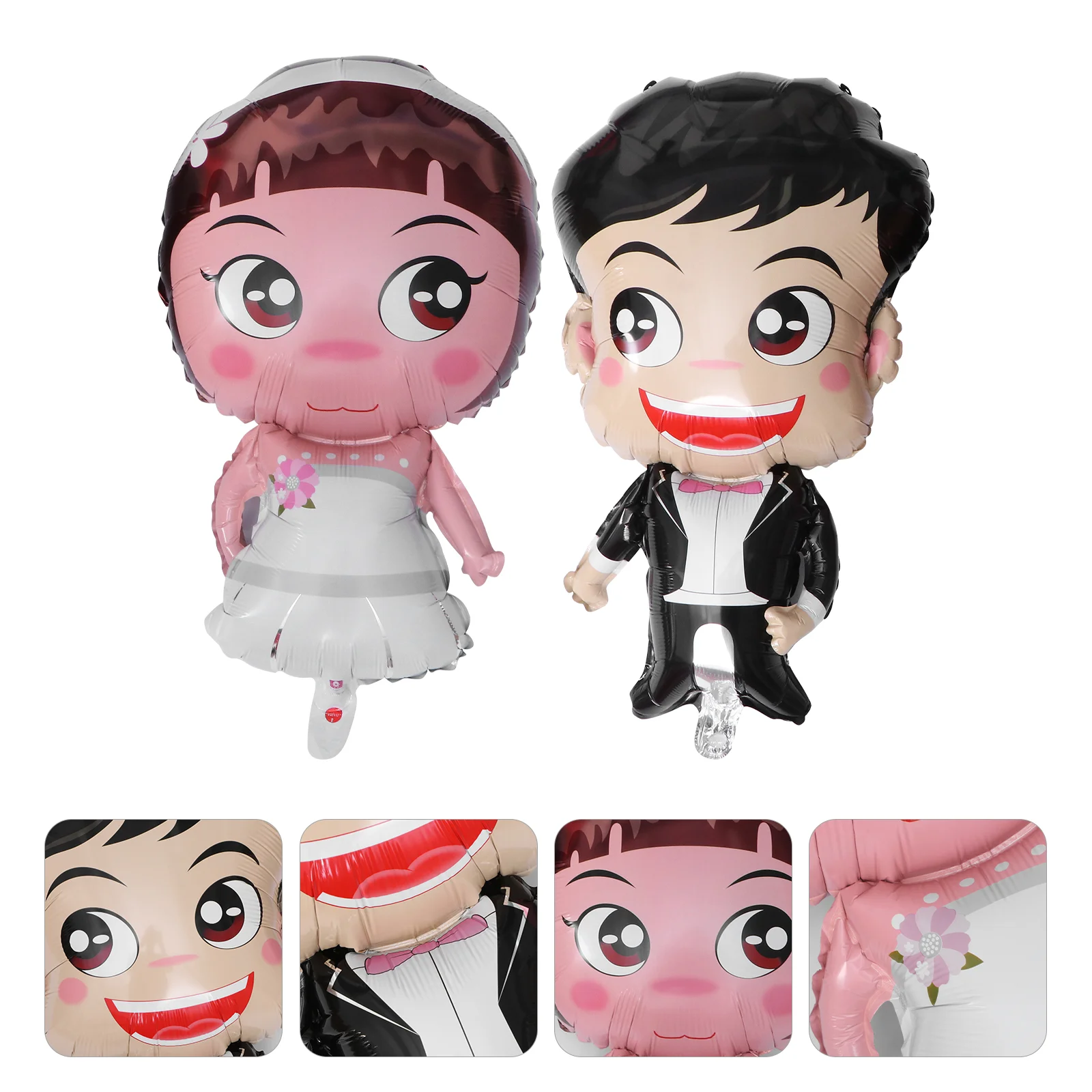 

Toyvian 2pcs Large Size Cartoon Foil Balloons for Wedding Decoration (Bride and Groom) Graduation