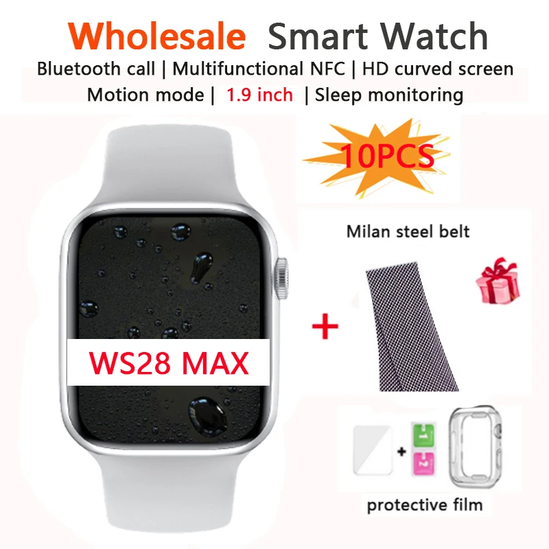 

Смарт-часы WS28 MAX водонепроницаемые, 1,9 дюйма, NFC, пульсометр, 10 шт.