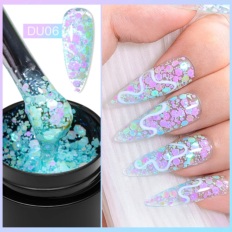 

6 Colors MTSSII 8ml Glitter Sequins Nail Gel Polish Shiny Colorful Semi Permanent Varnish Soak Off For Manicure Nail Art Design