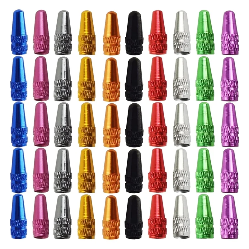 

50 шт., алюминиевые колпачки для велосипедных шин