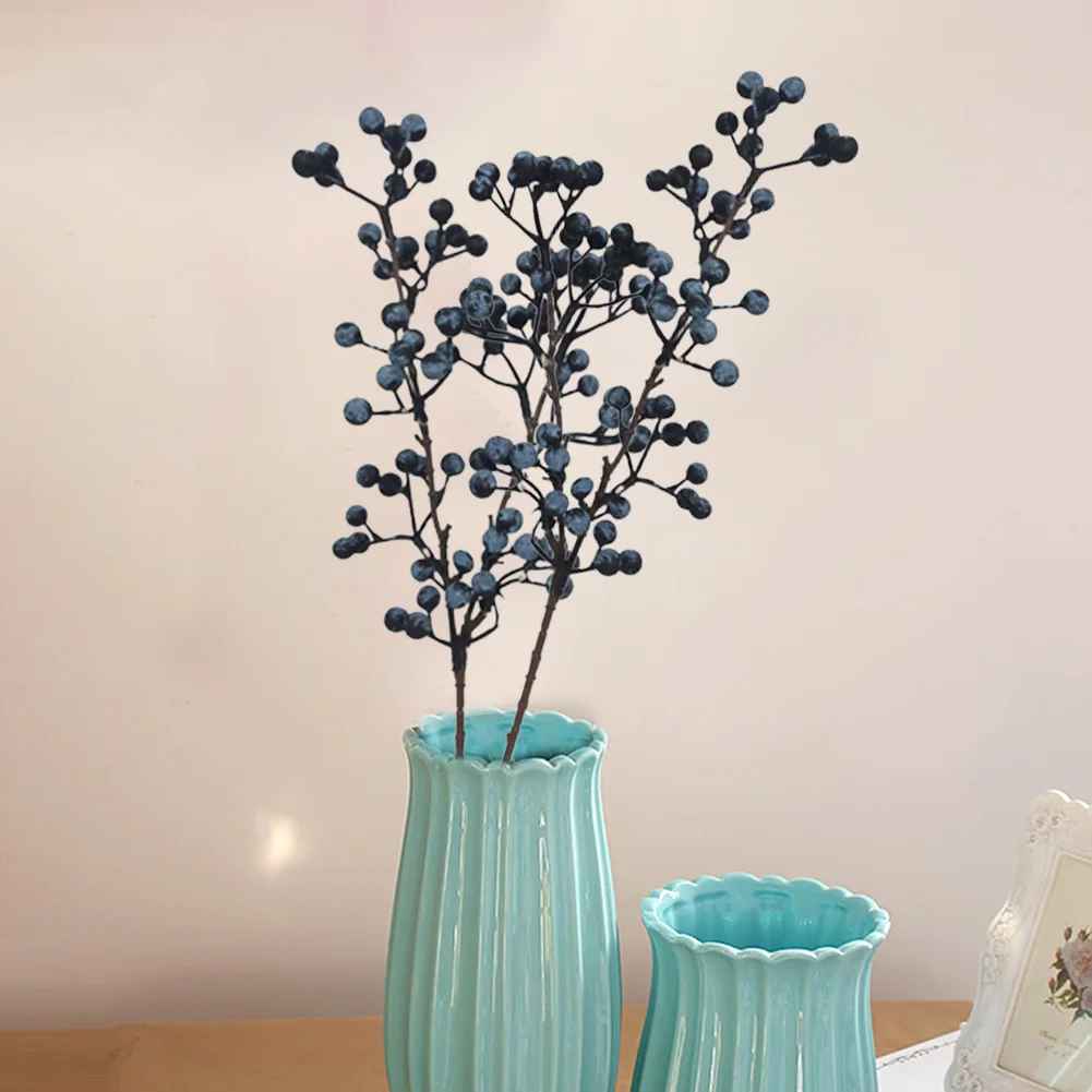 

Set of 3 Artificial Blueberry Branch Bouquet An Exquisite Addition to Your Home or Event Crafted from High Quality Materials