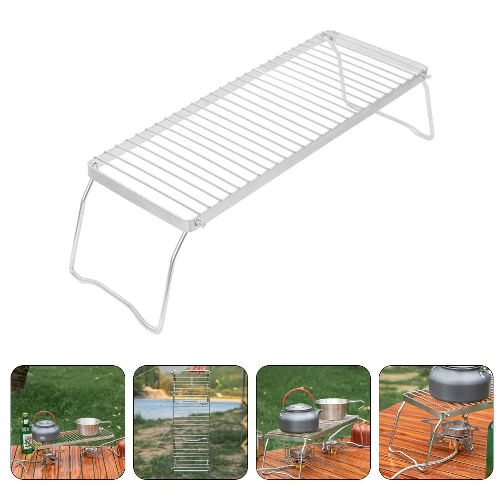 

Grill Barbecue Outdoor Rack Furnace Folding Sturdy Head Portable Holder End Grate Camping Steel Stainless Mesh Wire Bbq Frame