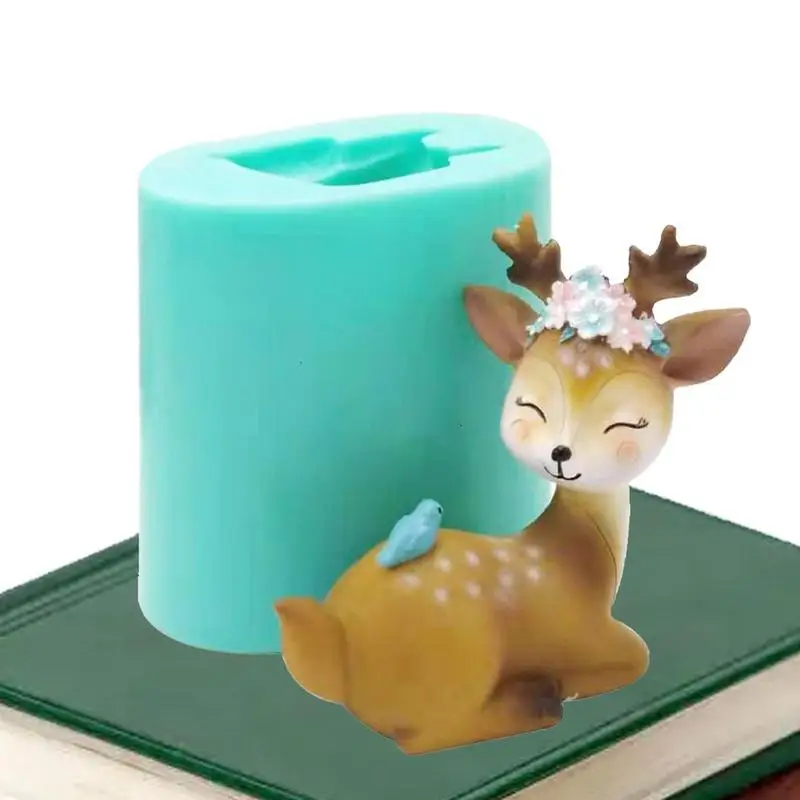 

DIY Deer Silicone Mold Creative Sleeping Little Elk Candle Molds Lying Deer Shape Soap Mould Christmas Reindeer Resin Mould Deer