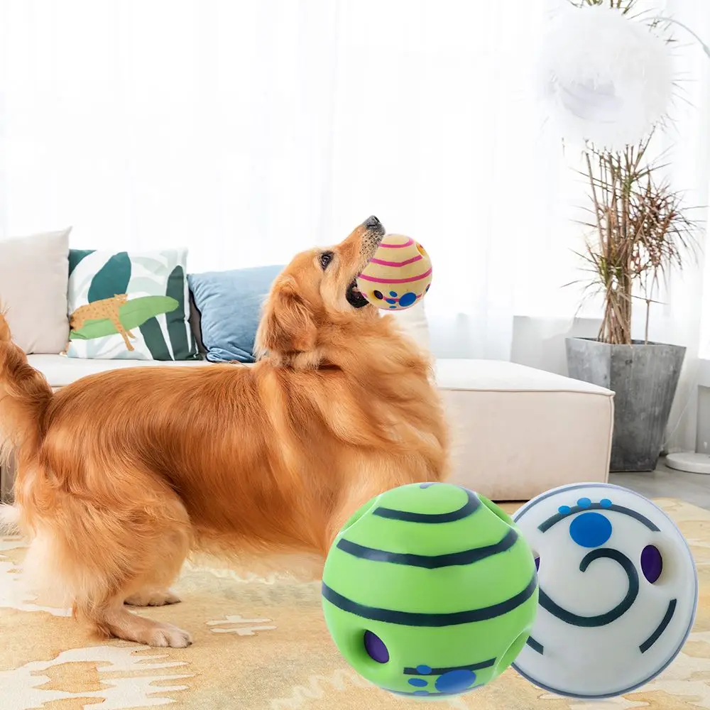 

New Dog Play Ball Giggle Sound Ball Pet Chew Toy Wobble Wag Interactive Toy Luminous Non-toxic Ball Puppy Training Funny Gift