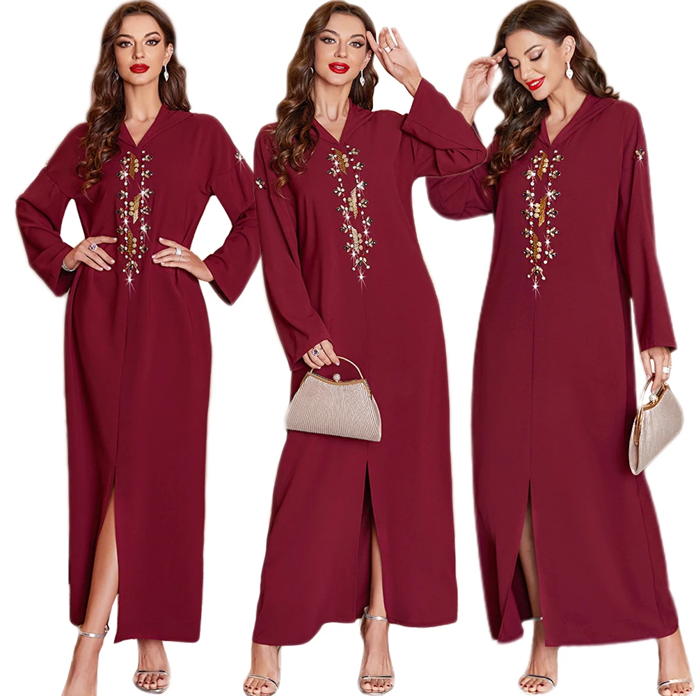 Eid Рамадан Abaya бриллианты стандартное мусульманское Макси платье мусульманская одежда Марокканская длинная одежда женское платье мусульма...