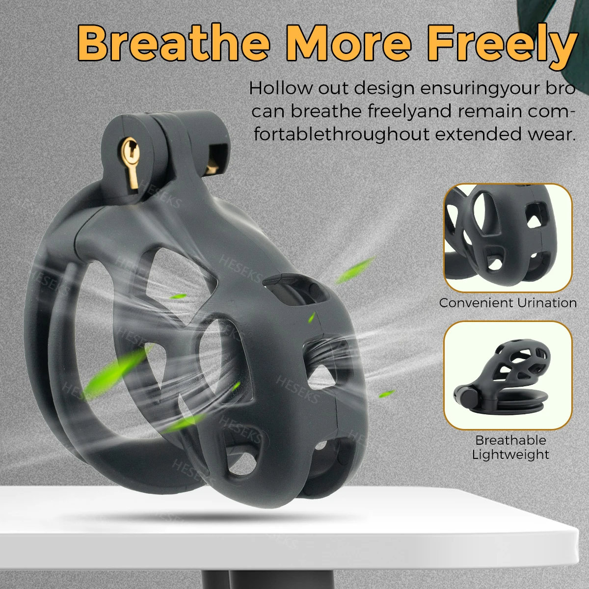 HESEKS 3D Print Мужская клетка целомудрия Набор анти-выкл. Запирающее кольцо для пениса