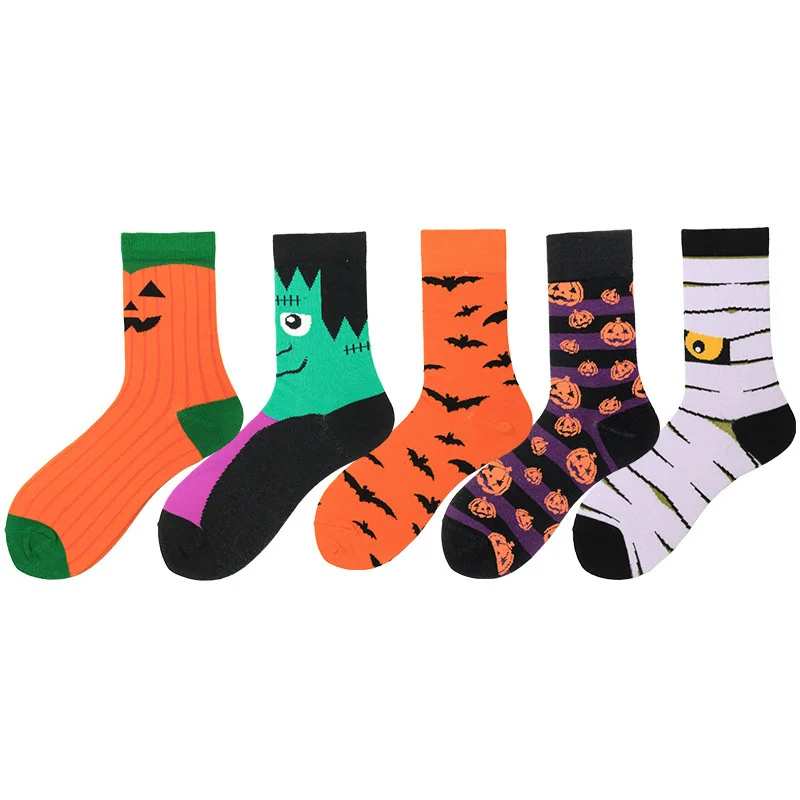 

Peonfly Halloween Bats and Pumpkin Pattern Cotton Happy Socks Harajuku Fashion High Quality Party Cute Nolvety Sokken