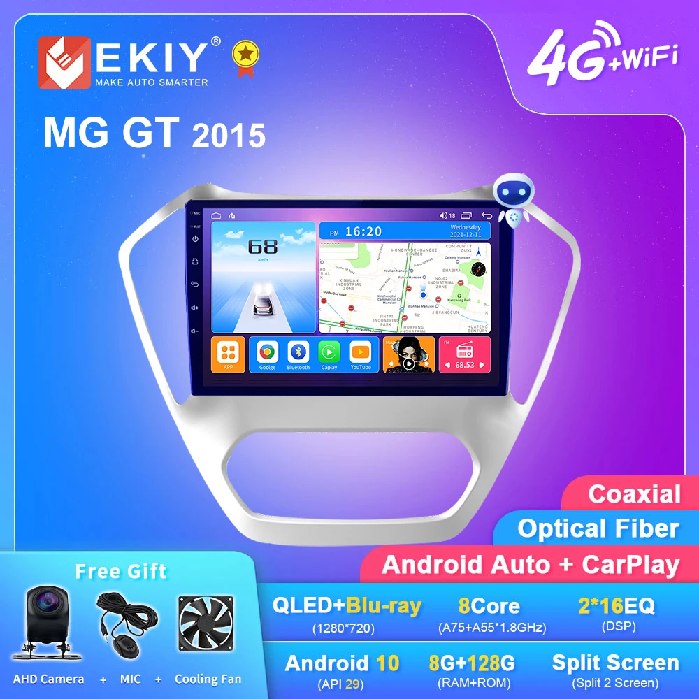 EKIY T7 Android 10 Car Radio For MG GT 2015 GPS Navi Multimedia Video Player Stereo Carplay QLED DSP 8+128G BT No 2 Din DVD HU