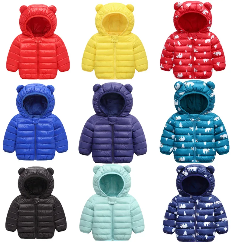

1-6Years Children's Boys Girls Light Down Cotton Clothes Children's Solid Color Girls Cotton Coats Boys Jackets